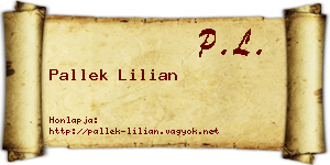 Pallek Lilian névjegykártya